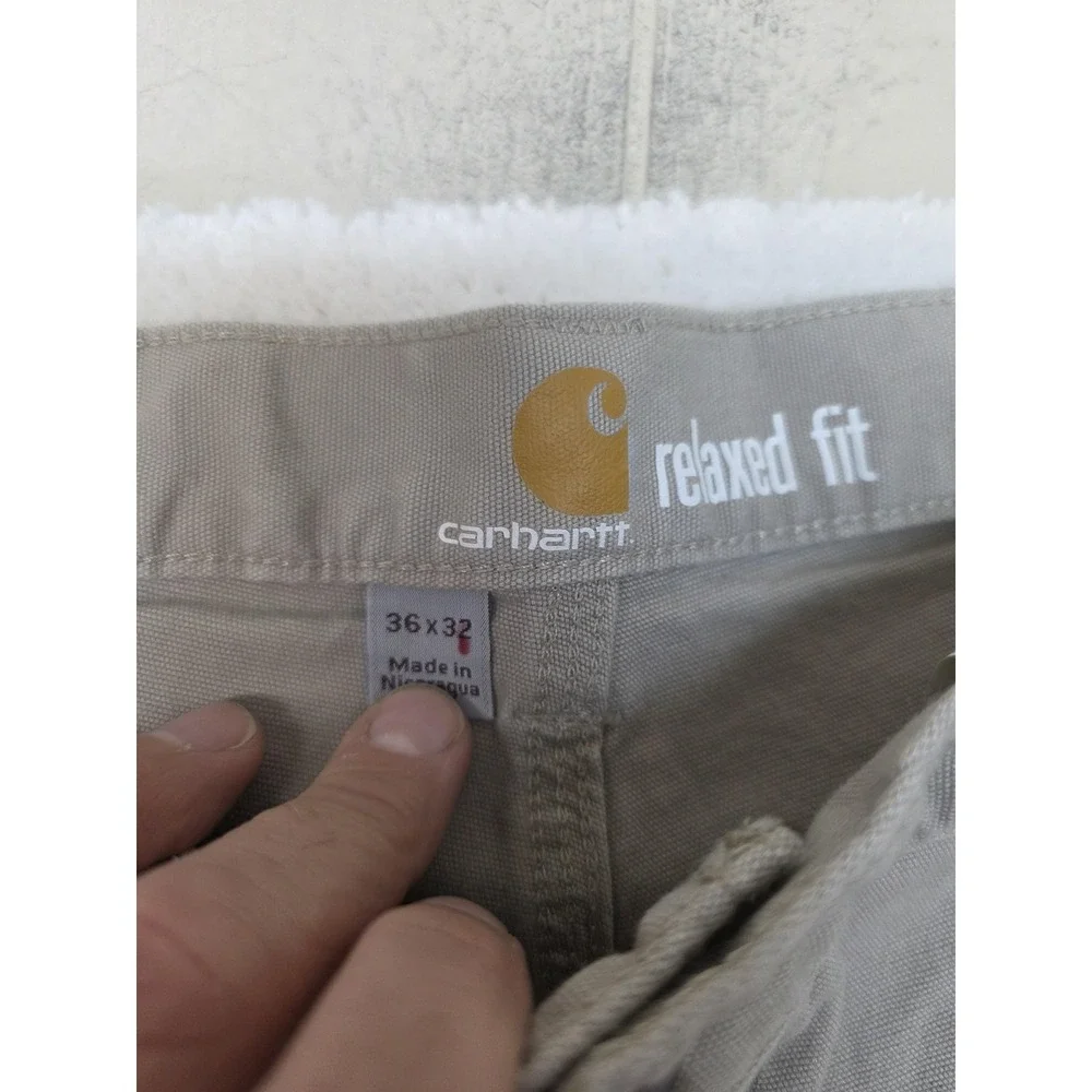 Carhartt Pants Mens 36x32 Gray Relaxed Fit Stretch Canvas Carpenter‎ Workwear